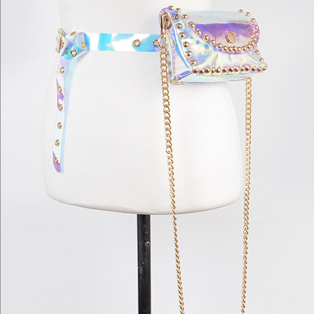 Pretty me studded belt bag with chain
